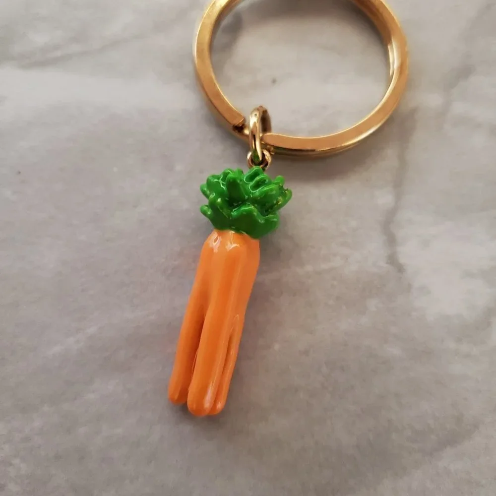 🥕 Vintage 2000s 00s Y2k J.Crew Key Chain Fob Enamel Carrot 🥕